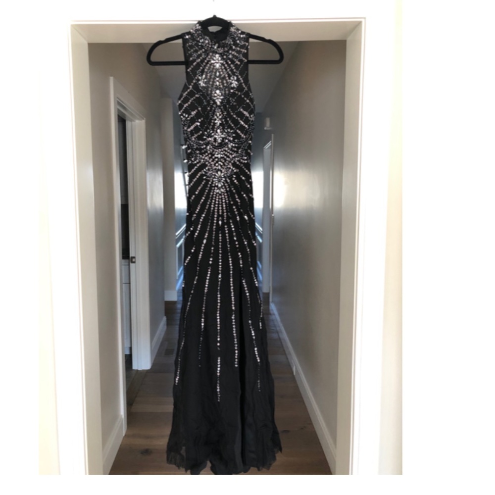 Black Beaded and Sequin Prom Dress
